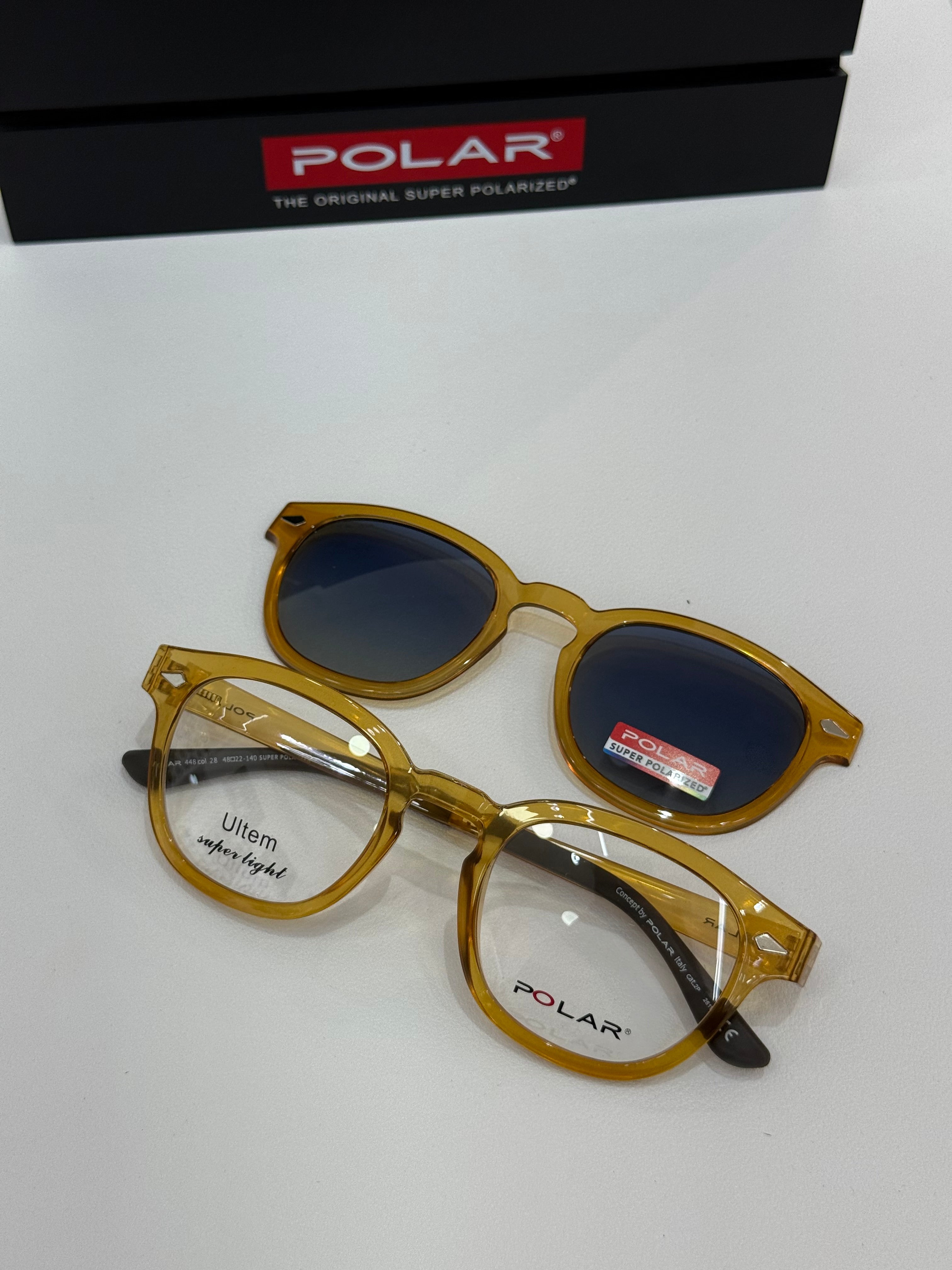 Polar clip on moscot giallo clip azzurra
